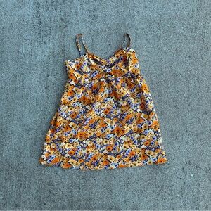 Divided Floral Mini Dress with Yellow and Purple Accents